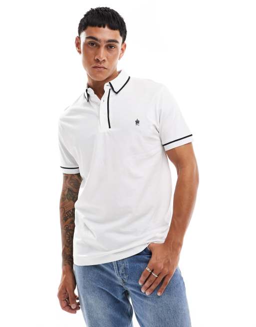 French Connection - Polo con profili a contrasto colore bianco
