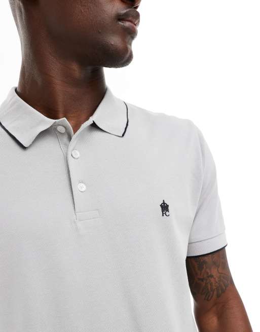 French Connection - Polo grigio chiaro con profili a contrasto, 2 di 4