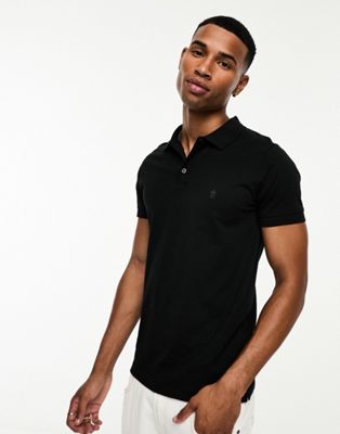 French Connection Polo In Black In Navy