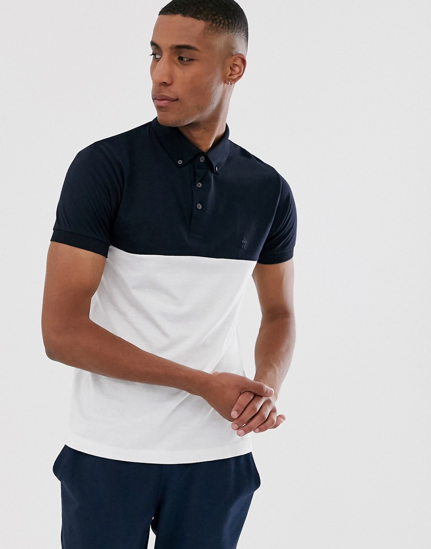 French Connection - Polo in colour block-Navy