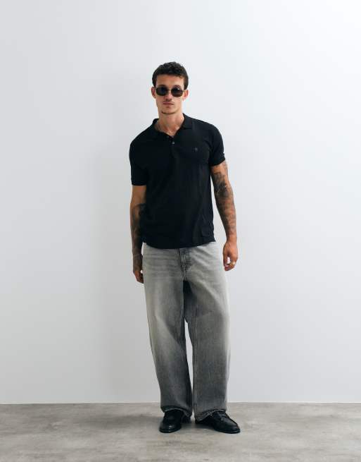 French Connection - Polo nera regular fit, 5 di 5
