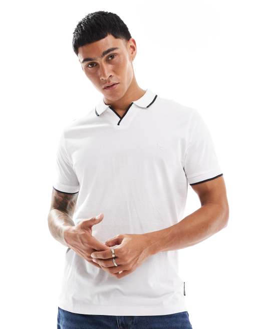French Connection - Poloshirt met gekleurd randje in wit