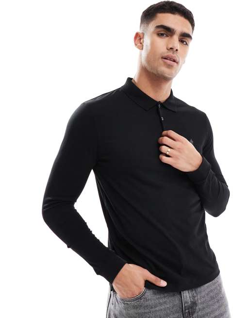 French Connection - Poloshirt met lange mouwen in zwart