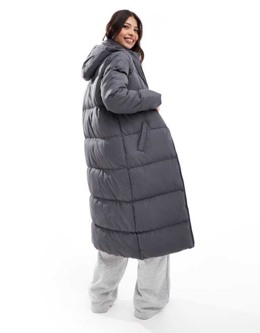French Connection premium maxi puffer coat in dark grey | ASOS