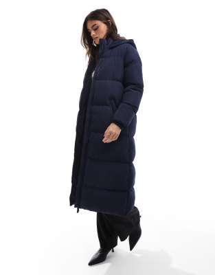 premium maxi puffer coat in midnight navy