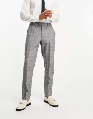 French Connection Prince Of Wales Check Suit Pants In Mid Gray