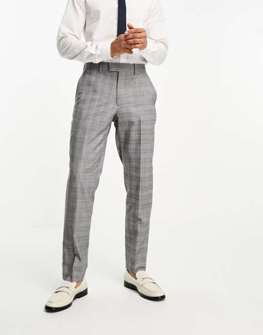 French Connection prince of wales check suit pants in mid gray