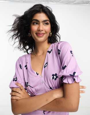 French Connection printed jersey mini dress in lilac - ASOS Price Checker