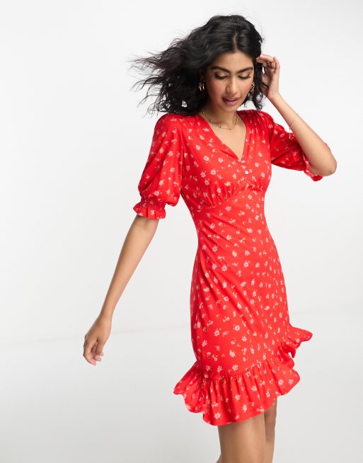 French connection red floral hot sale dress