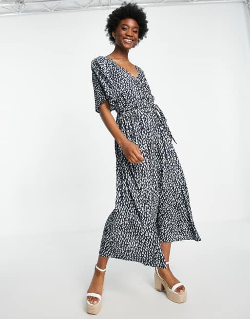 French Connection printed midi dress in blue | ASOS