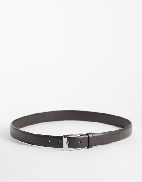 French Connection prong leather buckle belt in brown - view 1