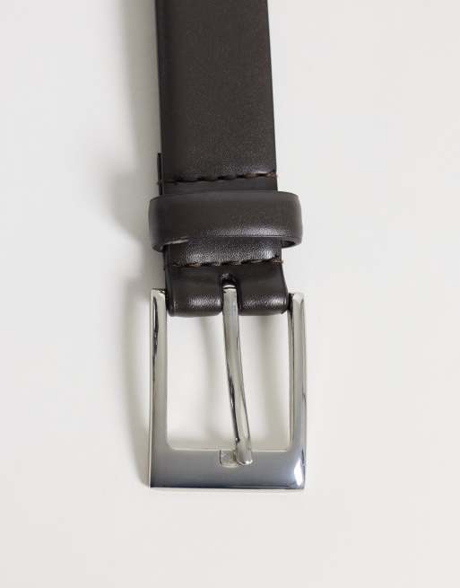 French Connection prong leather buckle belt in brown, 3 of 3