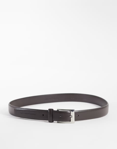 French Connection prong leather buckle belt in brown - view 1