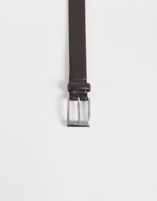 French Connection prong leather buckle belt in brown, 2 of 3