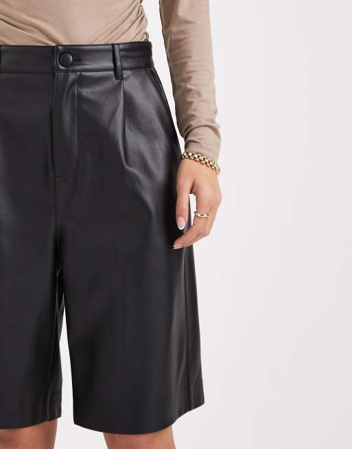 French Connection PU longline bermuda shorts in black, 5 of 5