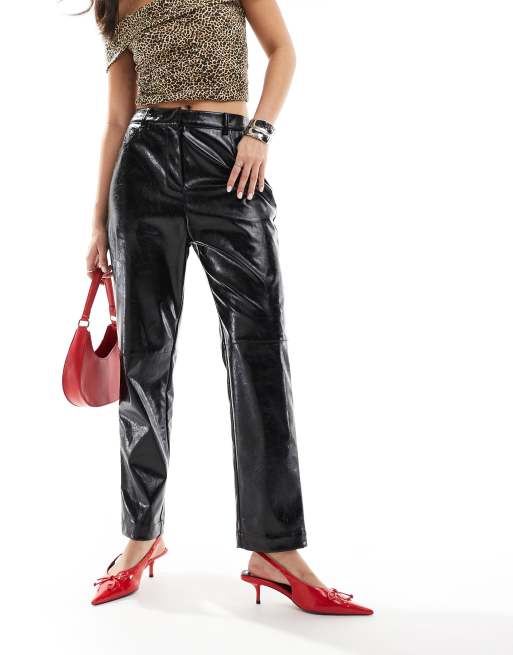 French Connection PU tapered pants in black 