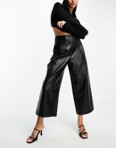 Topshop Hourglass faux leather high waist pleated peg trouser in