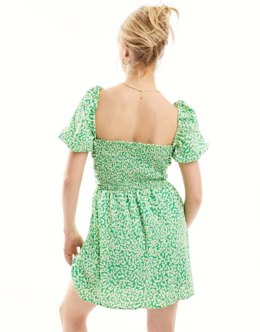 GATHERED BUST CAMI MINI DRESS GREEN