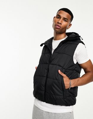 French Connection puffer gilet with hood in black - ASOS Price Checker