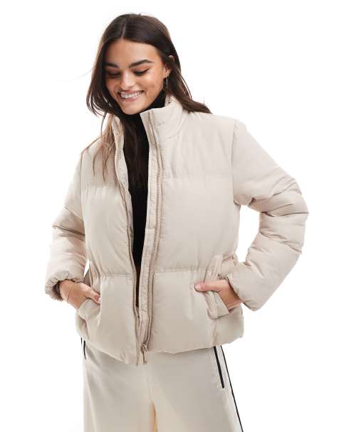 French Connection puffer jacket in stone - view 1