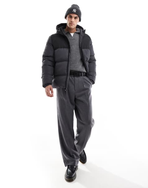 French Connection – Pufferjacke in Schwarz und Anthrazit mit Kapuze - view 1