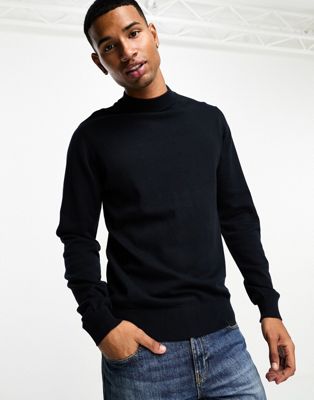 French Connection cotton turtle neck jumper in navy - ASOS Price Checker