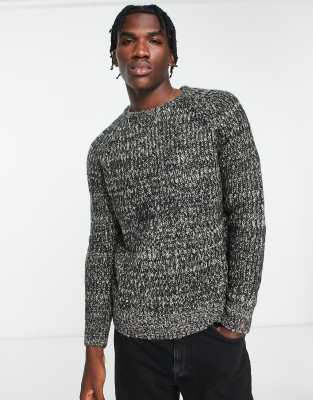 French Connection chunky twist jumper in black & light grey - ASOS Price Checker