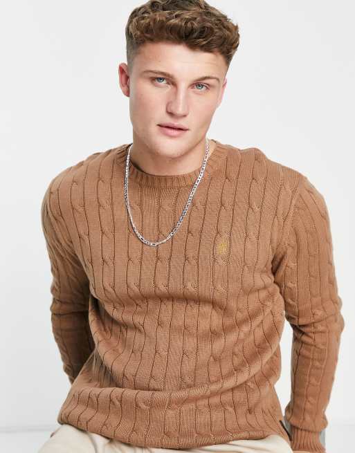 French Connection - Pull en maille torsadée à logo - Fauve, 4 de 4