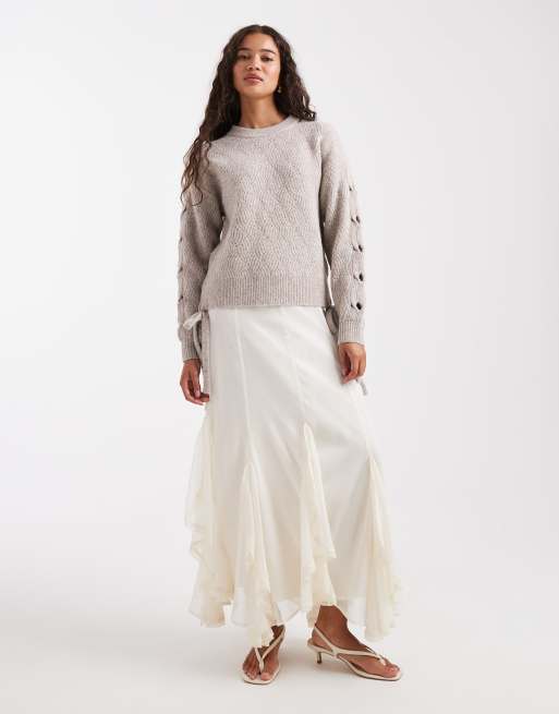 French Connection - Pull ras de cou à détails noués - Taupe, 2 de 4