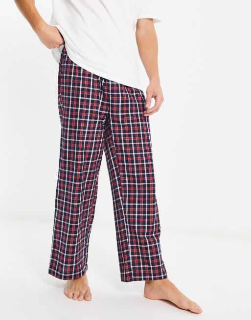 Relaxed Fit Pyjama bottoms - Red/Black checked - Men