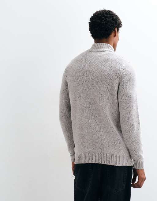 French Connection quarter zip chenille jumper in grey, 4 of 5