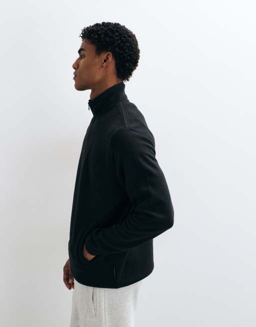 French Connection quarter zip micro fleece sweatshirt In black, 4 of 5