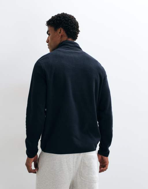 French Connection quarter zip micro fleece sweatshirt In navy, 3 of 5