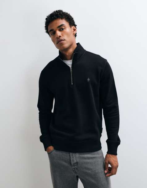 French Connection quarter zip sweatshirt in black - view 1