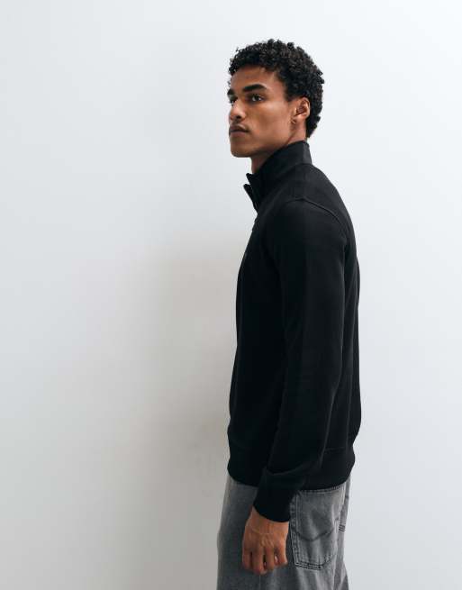 French Connection quarter zip sweatshirt in black, 3 of 5