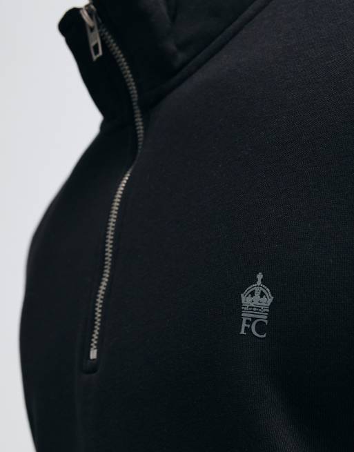 French Connection quarter zip sweatshirt in black, 4 of 5