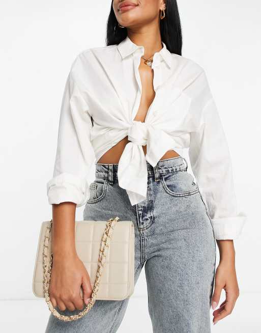 French Connection quilted chain crossbody bag in taupe ASOS