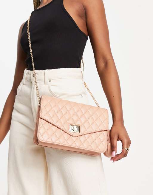 Charles & Keith Chain Trim Crossbody Bag Pink