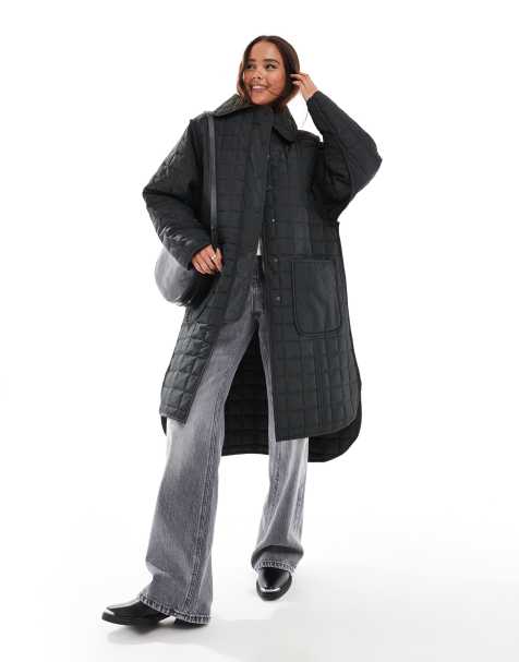 French Connection quilted longline jacket in black  - view 1