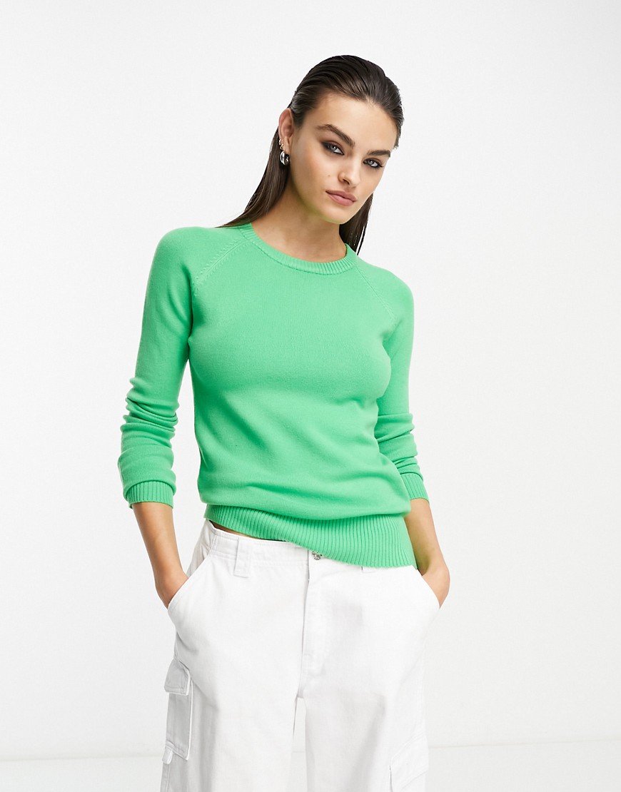 French Connection raglan crew neck jumper in green