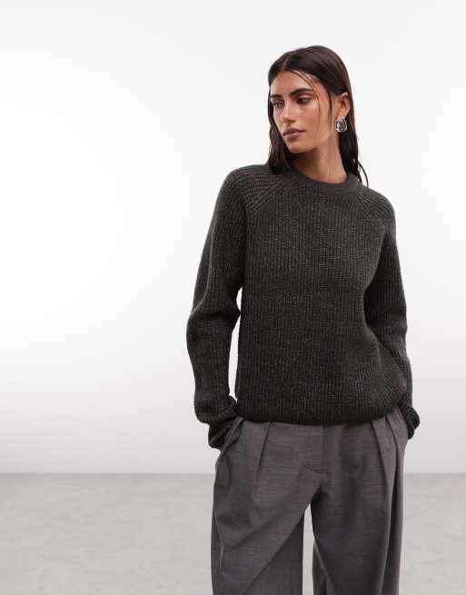 French Connection raglan knit jumper in charcoal multi, 2 of 4