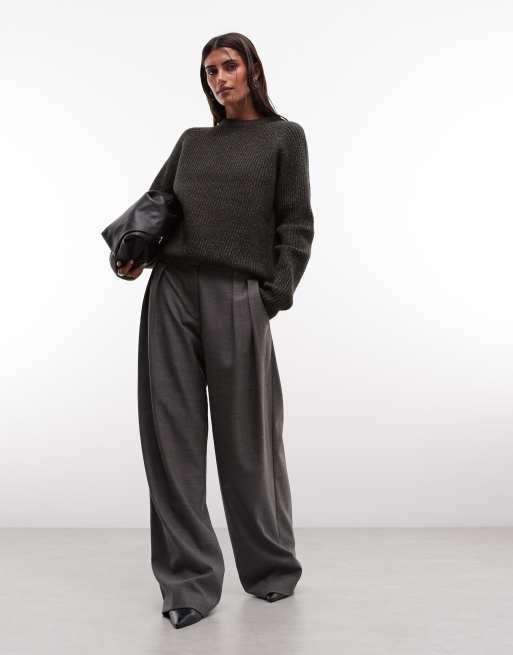 French Connection raglan knit jumper in charcoal multi, 3 of 4