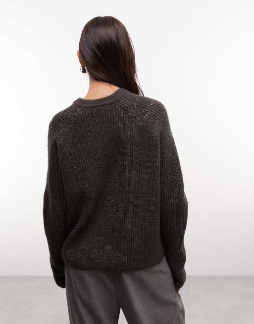 French Connection raglan knit jumper in charcoal multi, 4 of 4