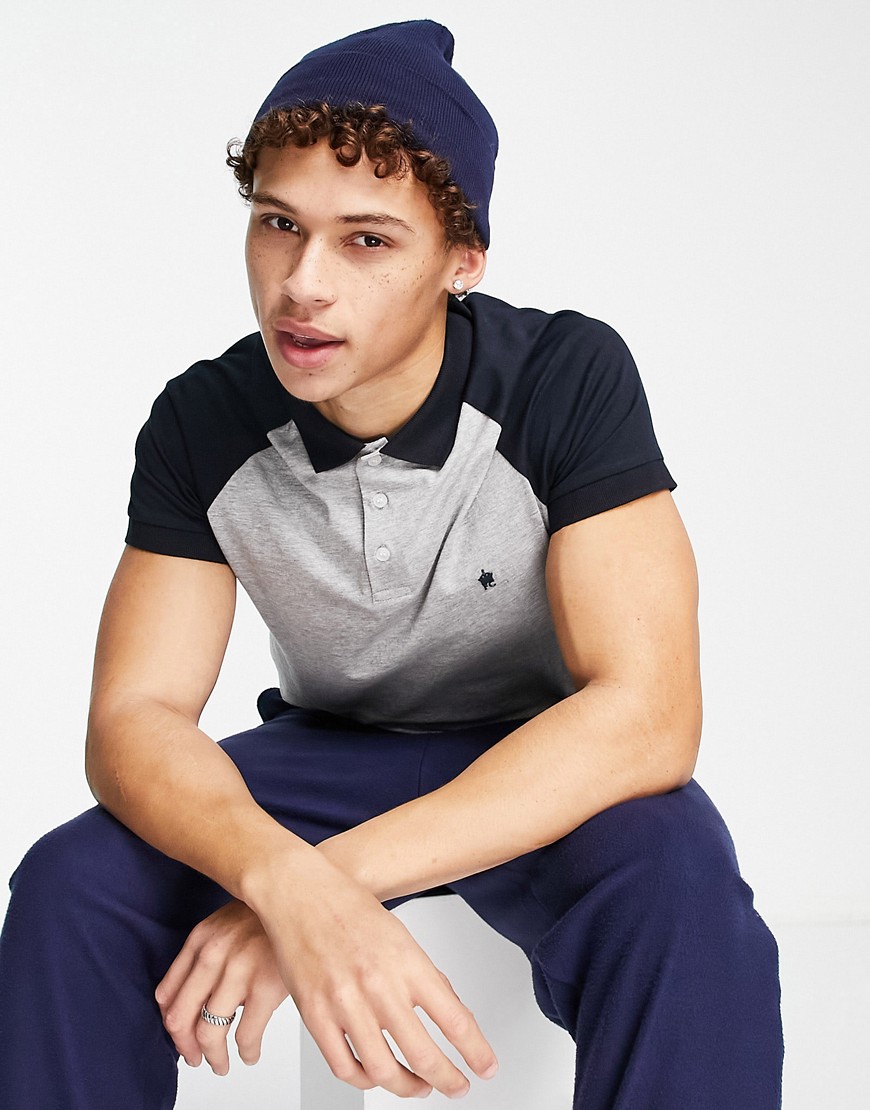 French Connection raglan polo in light gray navy