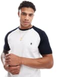 [French Connection Mens] French Connection raglan T-shirt in white and navy Chest 34 White/marine