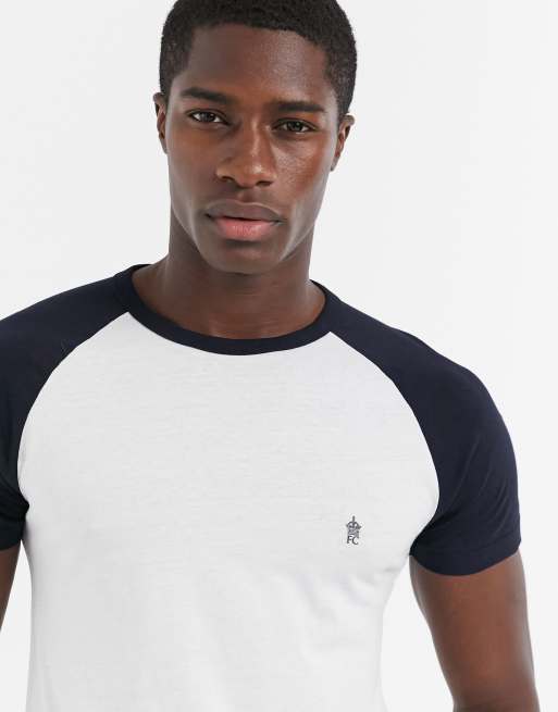 French Connection raglan t-shirt in white and navy
