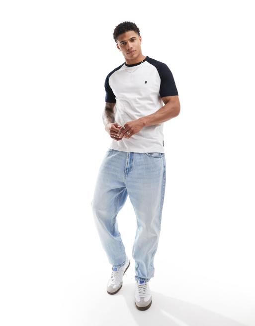 French Connection raglan t-shirt in white & navy | ASOS