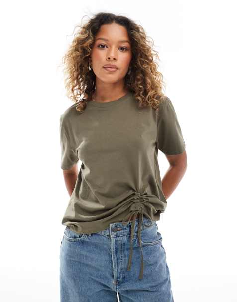 French Connection - Rallie - T-shirt froncé en coton - Kaki - view 1