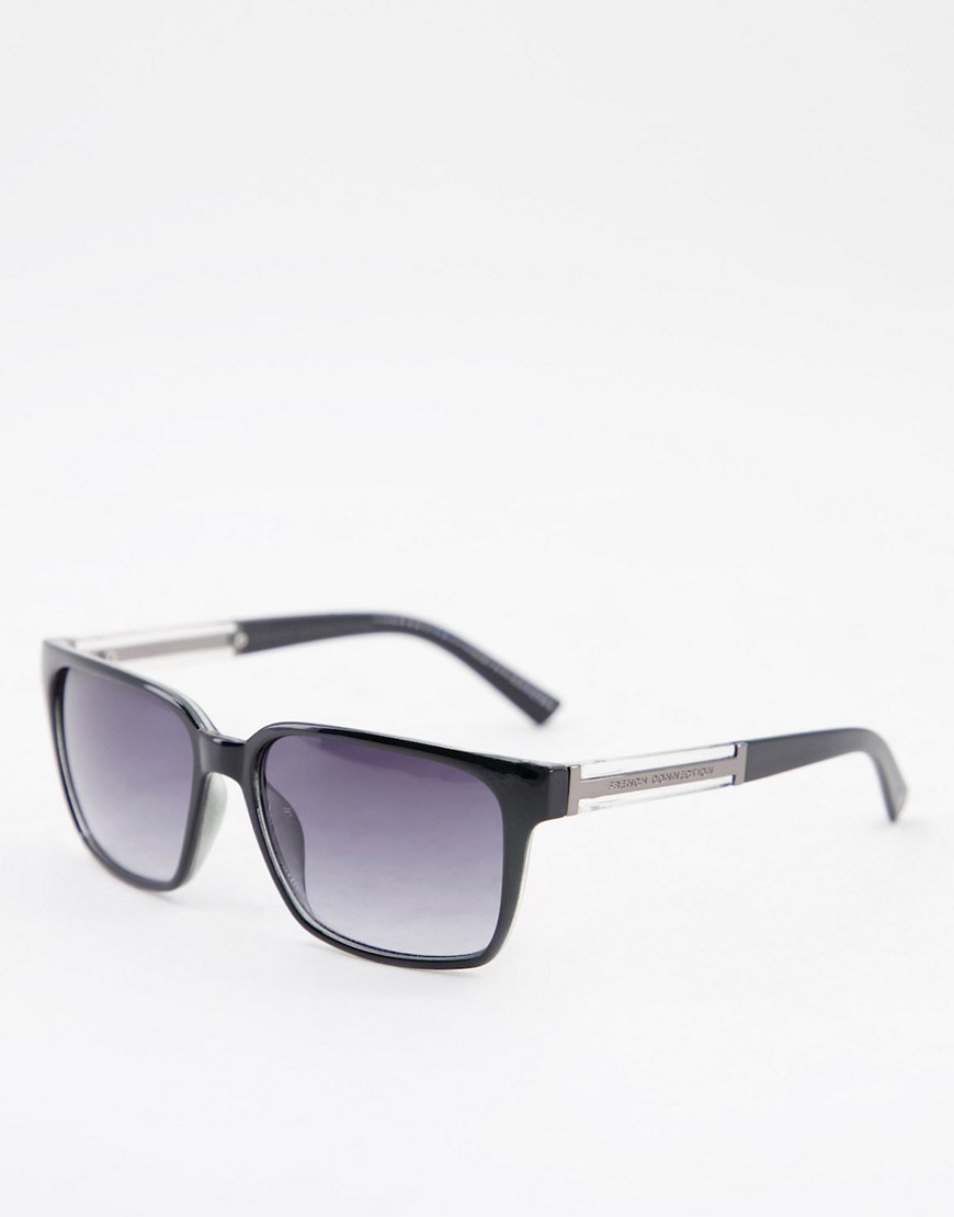 French Connection Rectangle Sunglasses-Black