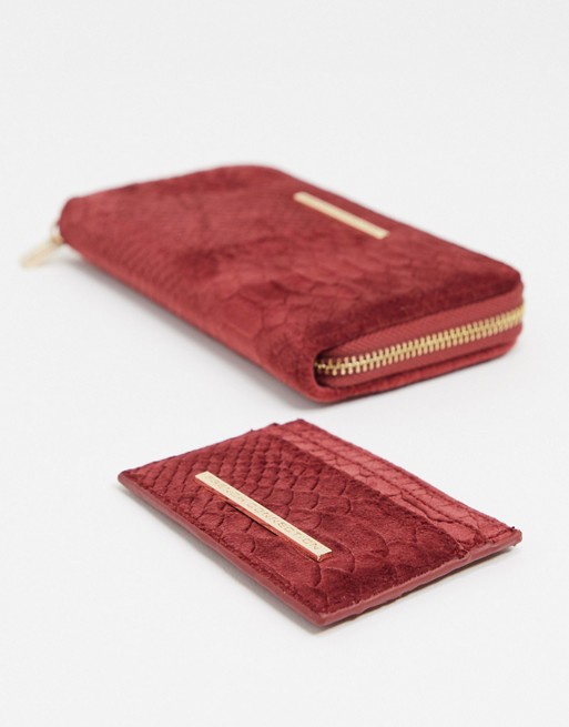 French Connection red snakeskin purse and cardholder gift set
